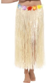 4x stuks lange Hawaii partydames verkleed rok met gekleurde bloemen - One size