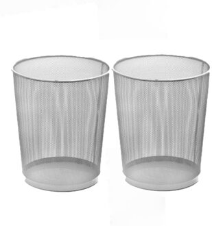 4x stuks metalen prullenmand/prullenbak zilver 29 cm