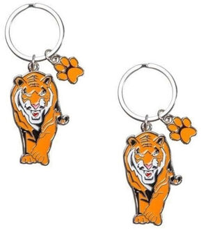 4x stuks metalen tijger sleutelhanger 5 cm