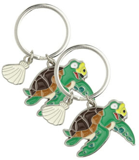 4x stuks metalen zeeschildpad dieren sleutelhanger 5 cm