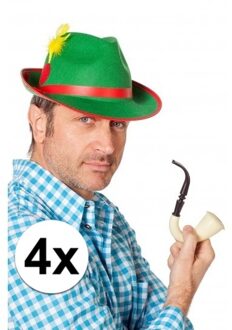 4x stuks Oktoberfest Tiroler feest hoedjes groen