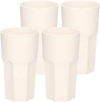 4x stuks onbreekbaar retro glas wit kunststof 33 cl/330 ml - Longdrinkglazen