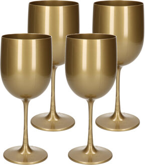 4x stuks onbreekbaar wijnglas goud kunststof 48 cl/480 ml