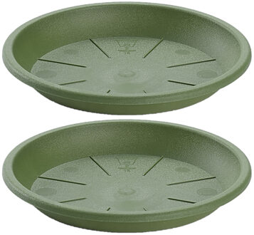 4x stuks opvangschaal Plantenpot donkergroen rond 32 cm