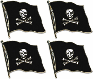 4x stuks pin broche/speldje Vlag Piraten thema 20 mm