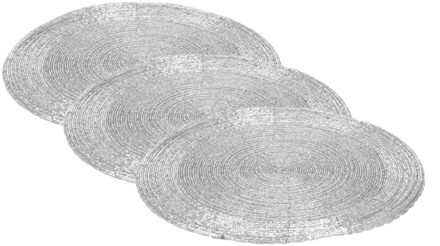 4x stuks placemats/onderleggers zilver rond D35 cm - Placemats Zilverkleurig