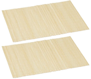 4x stuks rechthoekige bamboe placemats beige 30 x 45 cm - Placemats