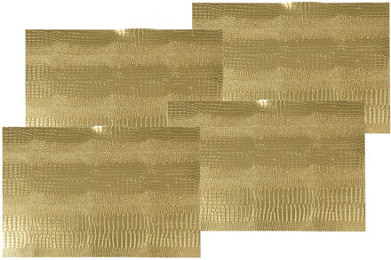 4x stuks rechthoekige placemats goud glitter 30 x 45 cm van kunststof - Placemats Goudkleurig