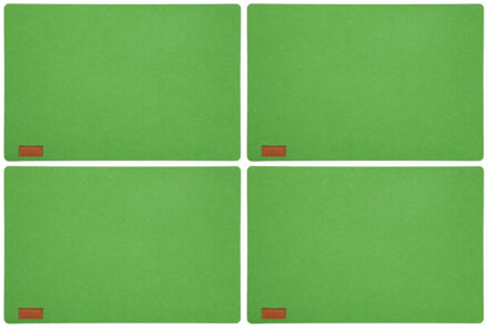 4x Stuks Rechthoekige Placemats Met Ronde Hoeken Polyester Groen 30 X 45 Cm - Placemats