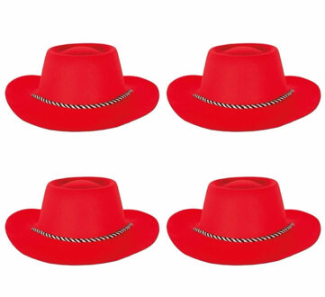 4x stuks rode cowboyhoed voor volwassenen
