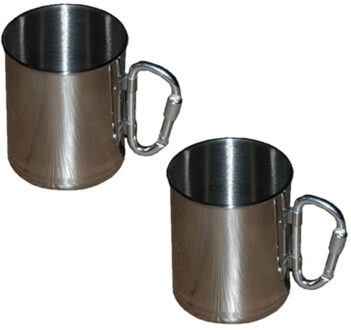 4x stuks roestvrij stalen mok met karabijnhaak - Action products