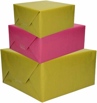 4x stuks rollen Kraft inpak/kaftpapier donkerpaars/groen 200 x 70 cm - Cadeaupapier