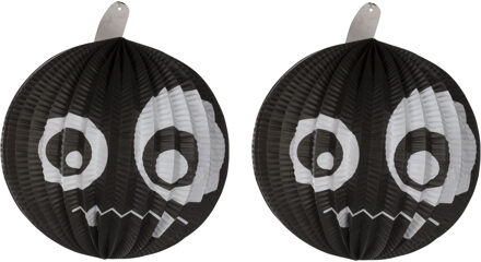 4x stuks ronde decoratie bol 23 cm enge pompoen zwart