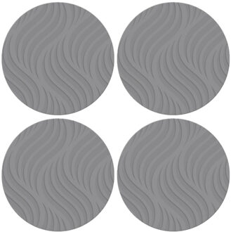 4x stuks ronde placemats grijs met wave patroon 37 cm - Placemats