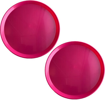 4x stuks roze rond dienbladen/serveerbladen van kunststof 34 cm - Dienbladen