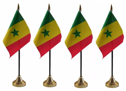 4x stuks Senegal tafelvlaggetjes 10 x 15 cm met standaard