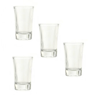 4x stuks Shotglaasjes/shotjes transparant van glas 7 cm