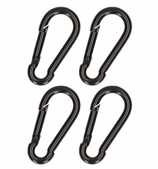 4x stuks snaphook / karabijnhaak / snaphooks zwart gelakt staal 8 cm - Karabijnhaken