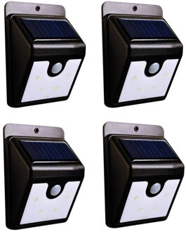 4x stuks solar tuinverlichting / wandlampen LED muurlamp met bewegingssensor - IP44 / spatwaterdicht - zonne-energie - sfeervolle tuinlichten / ledverlichting