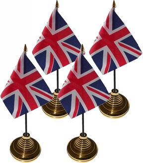 4x stuks Tafelvlaggetjes Great Britain op voet van 10 x 15 cm - Feestartikelen en versieringen