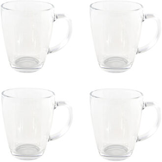 4x stuks Theeglazen/koffieglazen bolvormig 350 ml - Koffie- en theeglazen Transparant