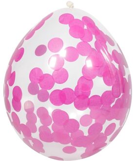 4x stuks Transparante ballonnen roze confetti 30 cm