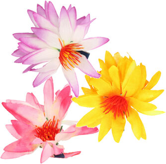 4x stuks tropische haarbloemen op clip 8 cm - Haarspeld/clip - Hawaii verkleed feest accessoires