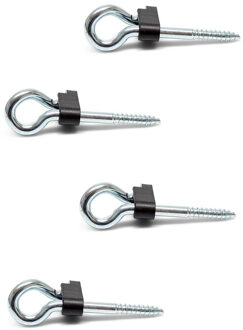 4x stuks veiligheidsschommelhaken staal verzinkt met houtdraad 15 x 1,1 cm