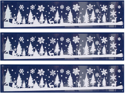 4x stuks velletjes kerst raamstickers sneeuw landschap 12,5 x 58,5 cm