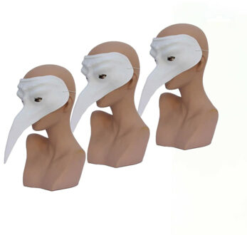 4x stuks - Venetiaans snavelmasker - plastic - wit - zelf beschilderen