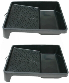 4x stuks verfbakjes voor verfrollers/lakrollers zwart tot 18 cm - verfspullen / schildersbenodigdheden