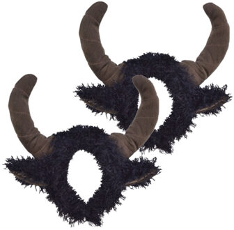 4x stuks verkleed Stieren/koeien hoorns diadeem - Dieren pak/outfit accessoires