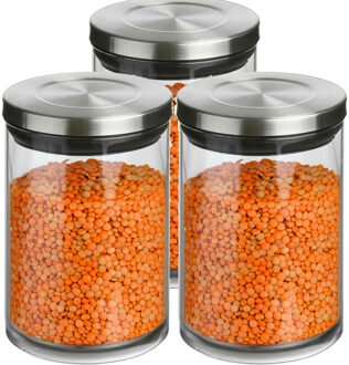 4x stuks voorraadbussen/voorraadpotten 0,6L glas met RVS deksel