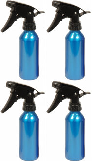 4x stuks waterverstuiver metallic blauw 200 ml