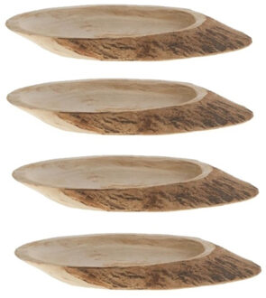 4x stuks woondecoratie ovale boomschijven van hout 31 cm - Boomschijven