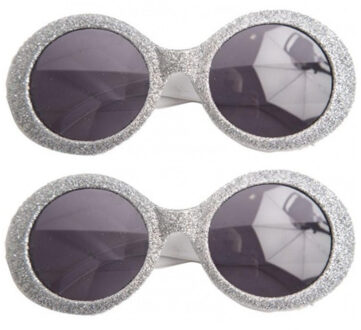 4x stuks zilveren disco carnaval verkleed bril met glitters