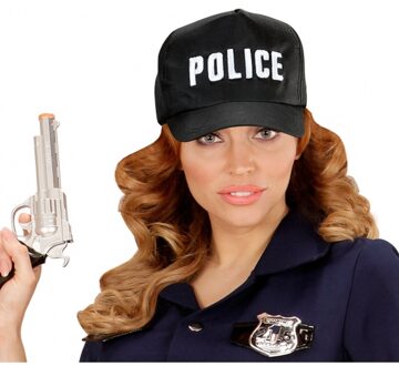 4x stuks zwarte politie verkleed pet voor volwassenen