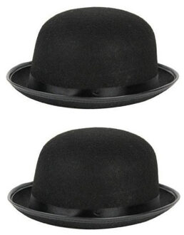4x stuks zwarte verkleed bolhoed - Charlie Chaplin - Engelse heren bolhoed voor volwassenen - Carnavals feesthoeden