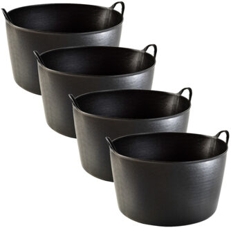 4x stuks zwarte wasmanden/flexibele emmers 55 liter
