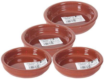 4x Terracotta tapas bakjes/schaaltjes 12 cm en 10 cm - Snack en tapasschalen Bruin