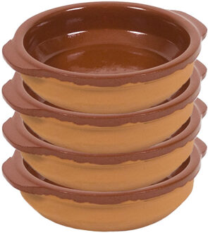 4x Terracotta tapas bakjes/schaaltjes 17 cm - Snack en tapasschalen Bruin