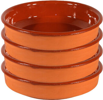 4x Terracotta tapas borden/schalen 18 cm - Snack en tapasschalen Bruin