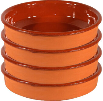 4x Terracotta tapas borden/schalen 21 cm - Snack en tapasschalen Bruin