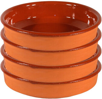 4x Terracotta tapas borden/schalen 24 cm - Snack en tapasschalen Bruin