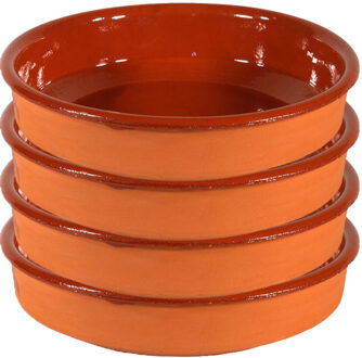 4x Terracotta tapas borden/schalen 26 cm - Snack en tapasschalen Bruin