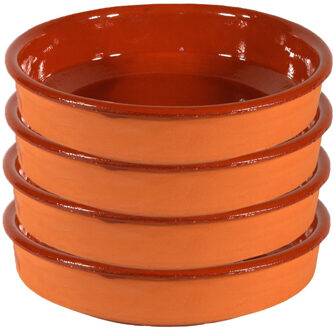 4x Terracotta tapas borden/schalen 35 cm - Snack en tapasschalen Bruin