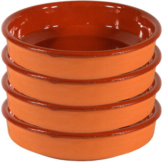 4x Terracotta Tapas Ovenschaal/serveerschaal 32 Cm - Snack En Tapasschalen Bruin