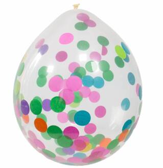 4x Transparante ballon gekleurde confetti 30 cm