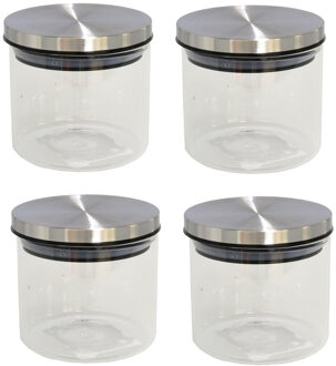 4x Transparante voorraadbussen/voorraadpotten van glas 450 ml