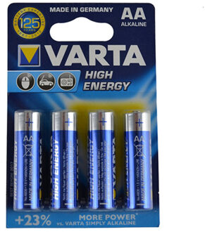 4x Varta Alkaline AA batterijen high energy 1.5 V